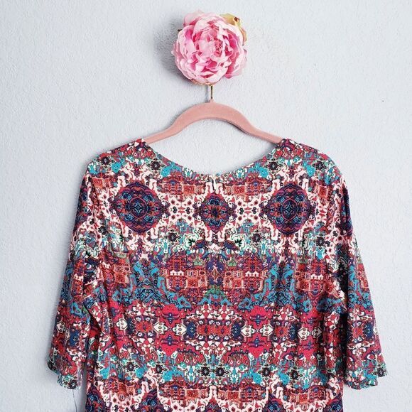 London Times Multicolor Kaleidoscope Sweatheart Neckline Dress - Picture 11 of 13